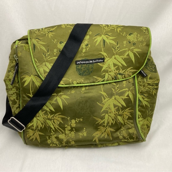 Petunia Pickle Bottom green silky diaper bag - convertible...